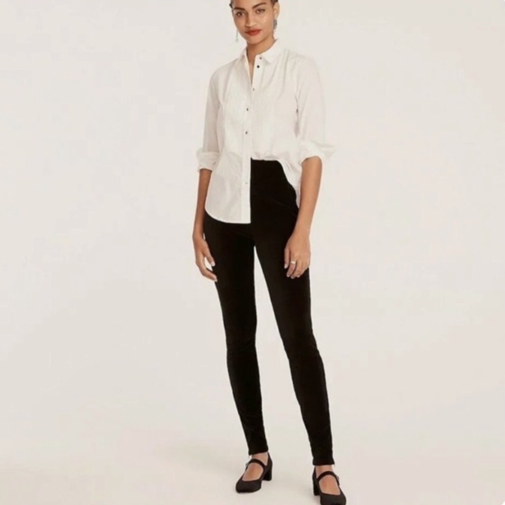 NEW J. Crew Italian Mario Bellucci stretch velvet leggings in black BD279